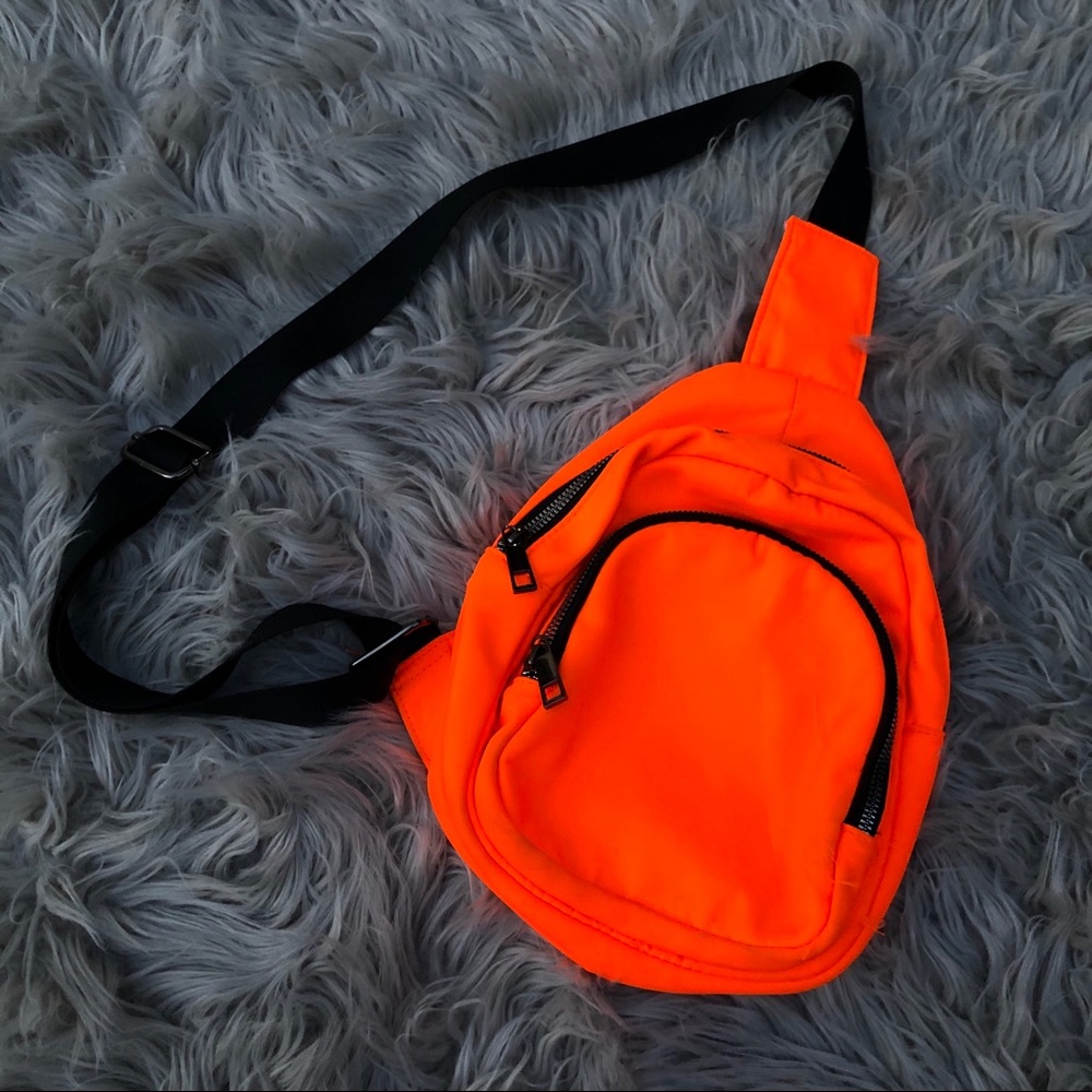 Bright Neon Orange Backpack Purse Grossi